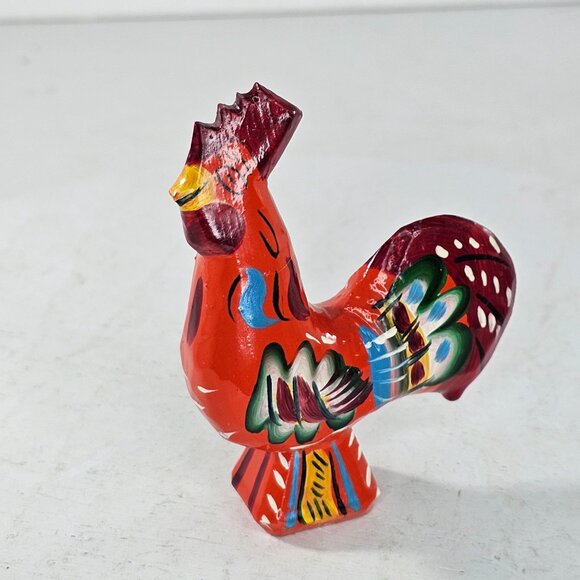 Nils Olsson Swedish Dala Rooster Figurine 3.25" Hand-Painted Red Chicken - Picture 4 of 8